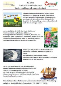 Kinder- und Jugendlesungen im April @ Stadtbibliothek Duderstadt | Duderstadt | Niedersachsen | Deutschland